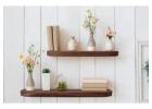 Long Floating Shelves in Mahogany for Elegant Wall Storage 