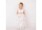 Bohemian White Flower Girl Dress, Lace & Tulle Vintage Rustic Blossom Style Dress for Girls