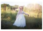 Boho Lace Flower Girl Dress, Long Sleeve Ivory Tulle Wedding Dress for Girls